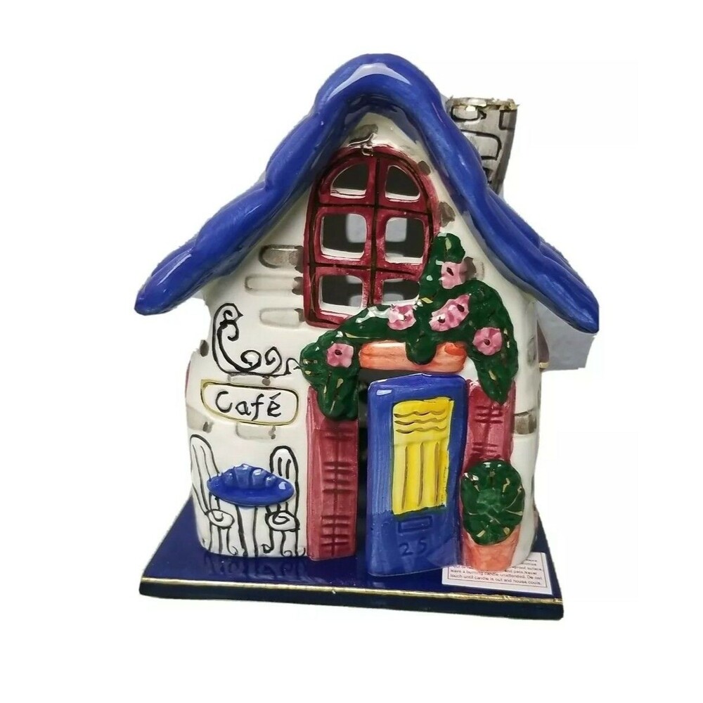 Cottage Cozys French Country Café Ceramic Tealight House Candle Holder w/ Box